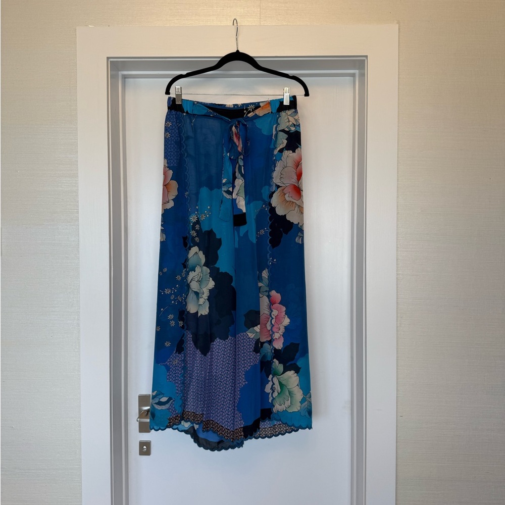 Johnny Was Blue open side palazzo pant